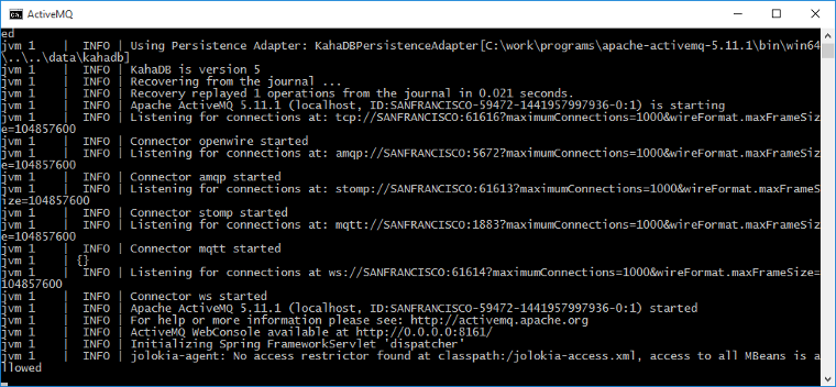 Apache ActiveMQ with default configuration Apache ActiveMQ