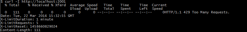 Rate limit reached curl response